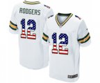 Green Bay Packers #12 Aaron Rodgers Elite White Road USA Flag Fashion Football Jersey