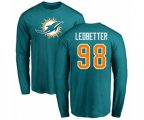 Miami Dolphins #98 Jonathan Ledbetter Aqua Green Name & Number Logo Long Sleeve T-Shirt
