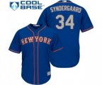 New York Mets #34 Noah Syndergaard Replica Royal Blue Alternate Road Cool Base Baseball Jersey