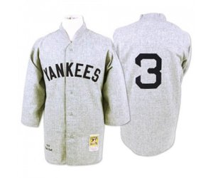1929 New York Yankees #3 Babe Ruth Authentic Grey Throwback MLB Jersey