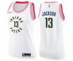 Women's Indiana Pacers #13 Mark Jackson Swingman White Pink Fashion Basketball Jersey