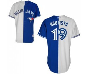 Toronto Blue Jays #19 Jose Bautista Replica Blue White Split Fashion Baseball Jersey