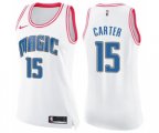 Women's Orlando Magic #15 Vince Carter Swingman White Pink Fashion Basketball Jersey