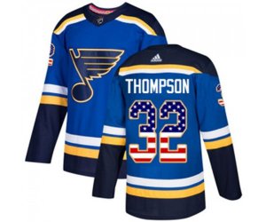 Adidas St. Louis Blues #32 Tage Thompson Authentic Blue USA Flag Fashion NHL Jersey