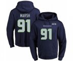 Seattle Seahawks #91 Cassius Marsh Navy Blue Name & Number Pullover Hoodie