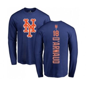 New York Mets #18 Travis d\'Arnaud Royal Blue Backer Long Sleeve T-Shirt