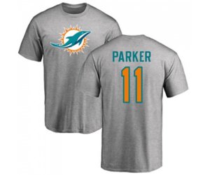 Miami Dolphins #11 DeVante Parker Ash Name & Number Logo T-Shirt
