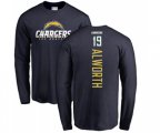 Los Angeles Chargers #19 Lance Alworth Navy Blue Backer Long Sleeve T-Shirt