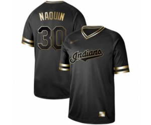 Cleveland Indians #30 Tyler Naquin Authentic Black Gold Fashion Baseball Jersey