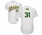 Oakland Athletics A.J. Puk White Home Flex Base Authentic Collection Baseball Player Jersey