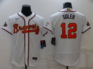 Atlanta Braves #12 Jorge Soler 2022 White Gold World Series Champions Program Flex Base Stitched Baseball Jersey