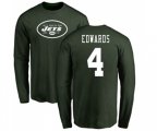 New York Jets #4 Lac Edwards Green Name & Number Logo Long Sleeve T-Shirt