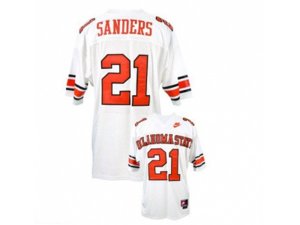 Men\'s Oklahoma State Cowboys Barry Sanders #21 College Football Throwback Jersey - White