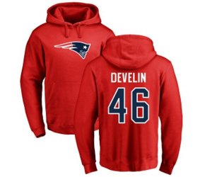 New England Patriots #46 James Develin Red Name & Number Logo Pullover Hoodie