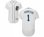 Detroit Tigers #1 Josh Harrison White Home Flex Base Authentic Collection Baseball Jersey