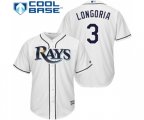 Tampa Bay Rays #3 Evan Longoria Replica White Home Cool Base Baseball Jersey