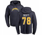 Los Angeles Chargers #78 Trent Scott Navy Blue Name & Number Logo Pullover Hoodie