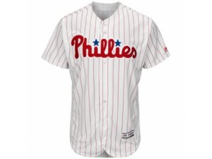 Philadelphia Phillies Home Blank White Scarlet Flex Base Authentic Collection Team Jersey
