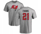 Tampa Bay Buccaneers #21 Justin Evans Ash Name & Number Logo T-Shirt