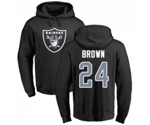 Oakland Raiders #24 Willie Brown Black Name & Number Logo Pullover Hoodie