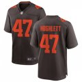Cleveland Browns #47 Charley Hughlett Nike Brown Alternate Player Vapor Limited Jersey