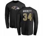 Baltimore Ravens #34 Anthony Averett Black Name & Number Logo Long Sleeve T-Shirt