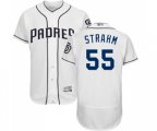 San Diego Padres #55 Matt Strahm White Home Flex Base Authentic Collection Baseball Jersey