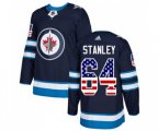 Winnipeg Jets #64 Logan Stanley Authentic Navy Blue USA Flag Fashion NHL Jersey
