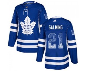 Toronto Maple Leafs #21 Borje Salming Authentic Blue Drift Fashion NHL Jersey