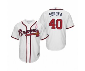 Mike Soroka Atlanta Braves #40 White 2019 Mother\'s Day Cool Base Jersey