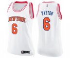 Women's New York Knicks #6 Elfrid Payton Swingman White Pink Fashion Basketball Jersey