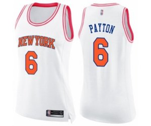 Women\'s New York Knicks #6 Elfrid Payton Swingman White Pink Fashion Basketball Jersey