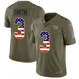 New York Giants #3 Geno Smith Limited Olive USA Flag 2017 Salute to Service NFL Jersey