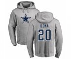 Dallas Cowboys #20 George Iloka Ash Name & Number Logo Pullover Hoodie