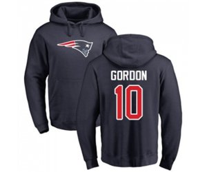New England Patriots #10 Josh Gordon Navy Blue Name & Number Logo Pullover Hoodie