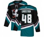 Anaheim Ducks #48 Isac Lundestrom Authentic Black Teal Alternate Hockey Jersey