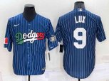 Los Angeles Dodgers #9 Gavin Lux Navy Blue Pinstripe 2020 World Series Cool Base Nike Jersey