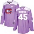 Montreal Canadiens #45 Joe Morrow Authentic Purple Fights Cancer Practice NHL Jersey