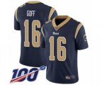 Los Angeles Rams #16 Jared Goff Navy Blue Team Color Vapor Untouchable Limited Player 100th Season Football Jersey