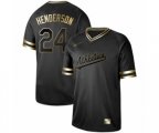 Oakland Athletics #24 Rickey Henderson Authentic Black Gold Fashion Baseball Jersey