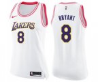 Women's Los Angeles Lakers #8 Kobe Bryant Swingman White Pink Fashion Basketball Jersey
