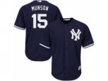 New York Yankees #15 Thurman Munson Replica Navy Blue Alternate MLB Jersey
