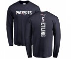 New England Patriots #5 Danny Etling Navy Blue Backer Long Sleeve T-Shirt