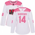 Women Ottawa Senators #14 Alexandre Burrows Authentic White Pink Fashion NHL Jersey