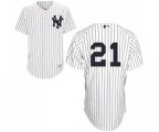 New York Yankees #21 Paul O'Neill Replica White Cooperstown Baseball Jersey