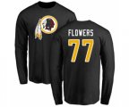 Washington Redskins #77 Ereck Flowers Black Name & Number Logo Long Sleeve T-Shirt
