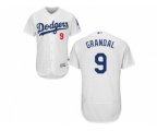 Los Angeles Dodgers #9 Yasmani Grandal White Flexbase Authentic Collection Stitched Baseball Jersey