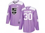 Los Angeles Kings #30 Rogie Vachon Purple Authentic Fights Cancer Stitched NHL Jersey