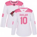 Women Adidas Arizona Coyotes #10 Anthony Duclair Authentic White Pink Fashion NHL Jersey