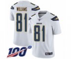 Los Angeles Chargers #81 Mike Williams White Vapor Untouchable Limited Player 100th Season Football Jersey